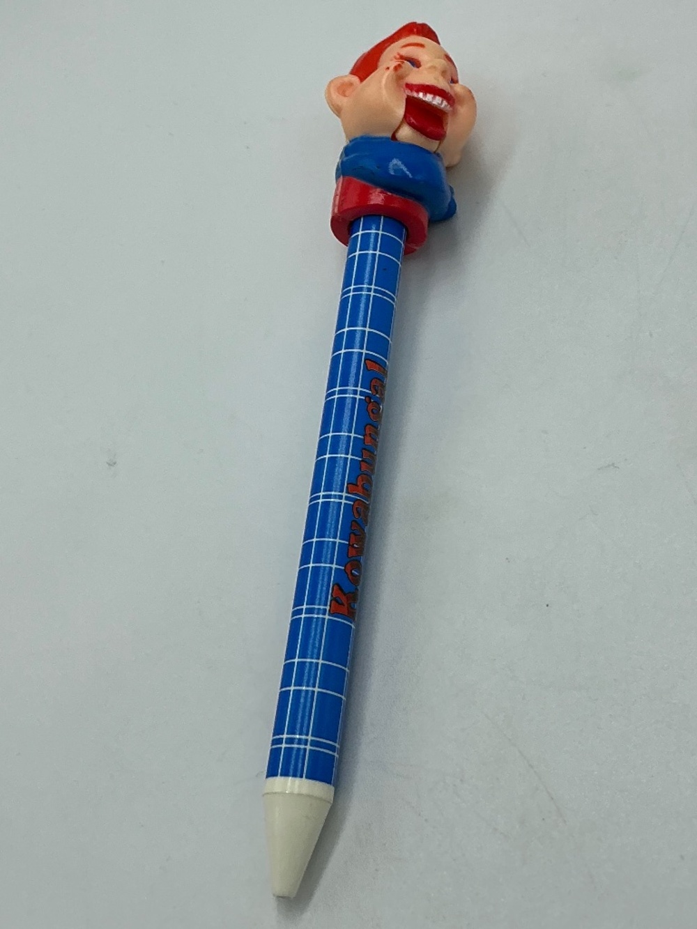 Vintage 1988 Howdy Doody Ballpoint Pen Blue Plaid Novelty Collectible